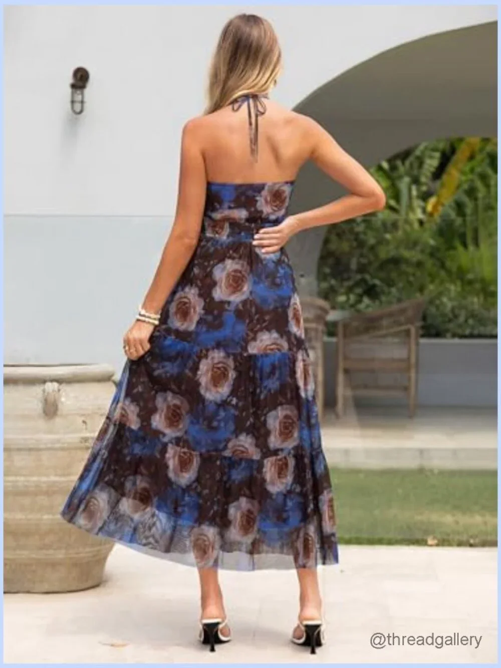 Strapless Boho Maxi Dress with Mesh Layers for Summer Beach Wedding - Picture 3 of 7